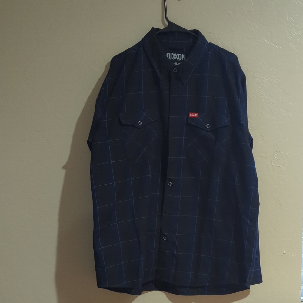 DIXXON Men's Dark Blue Checkered Shirt Jacket